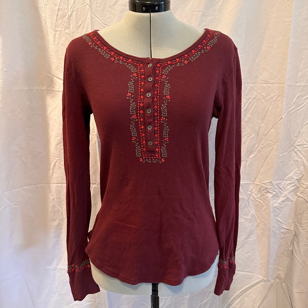 LUCKY BRAND Burgundy Long Sleeve Top